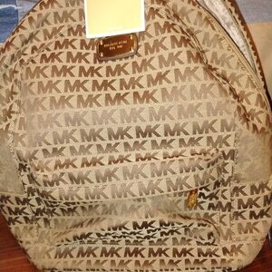 Michael Kors Tan MK Logo Backpack